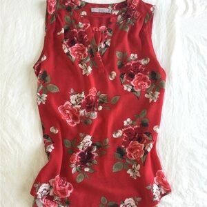 PRICE DROP! Red Floral Sleeveless Top